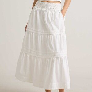 Quince 100% Organic Cotton Tiered Maxi Skirt | Classic White | Medium